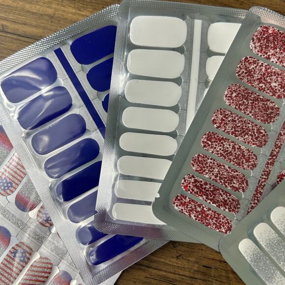 Nail Wraps 4th of July "Favorite Freedoms" 5 Complete SETS! Stars Stripes Hearts - Picture 4 of 15